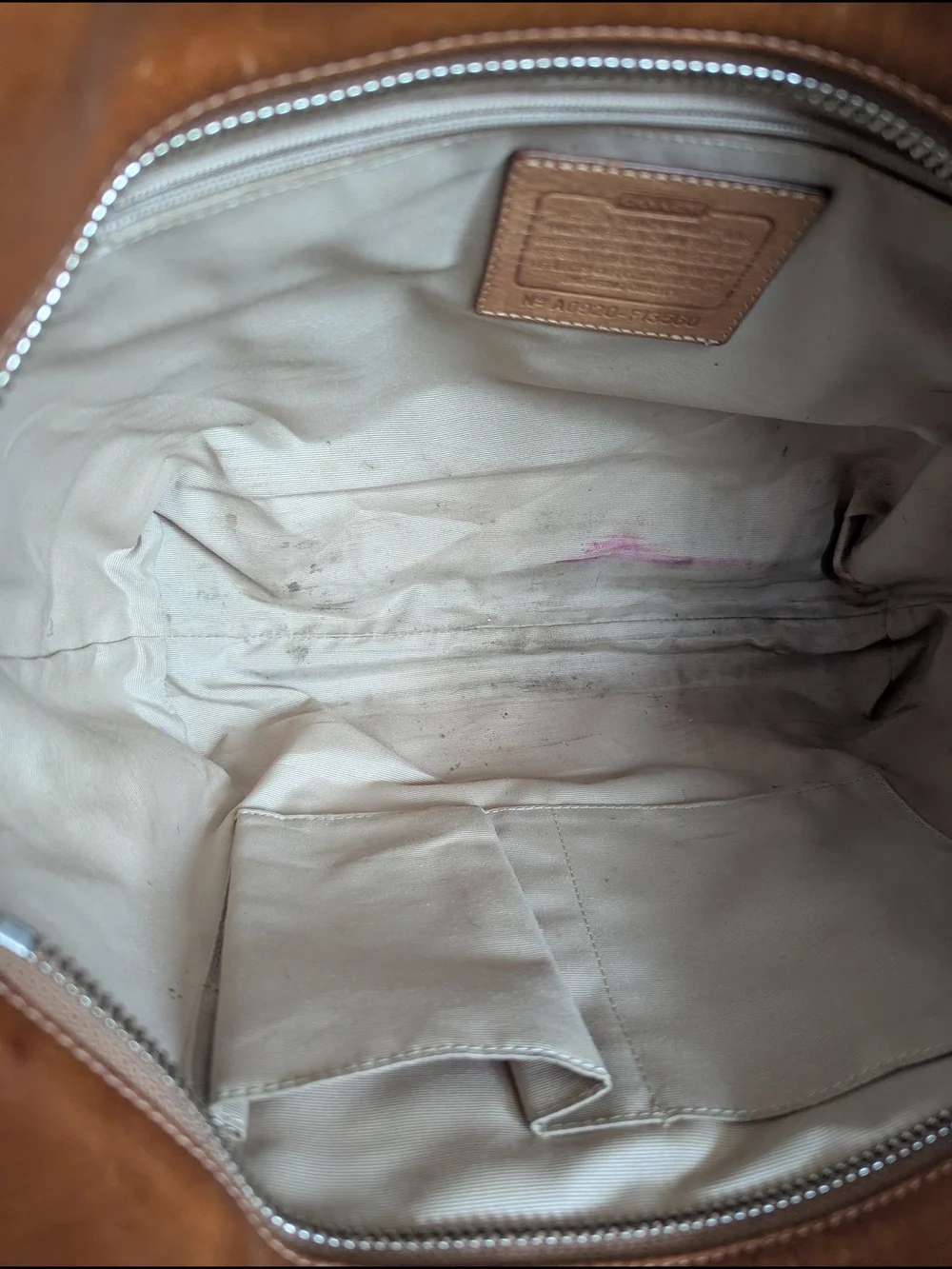 Coach Pink Canvas Tote with Brown Leather Trim